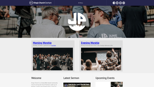 Screenshot of the The King's Church Durham website