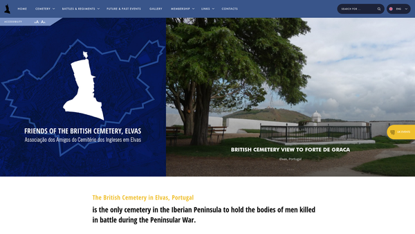 Screenshot of the Friends Of The British Cemetery Elvas Portugal website
