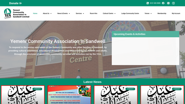 Screenshot of the Yemeni Community Association In Sandwell Limited website