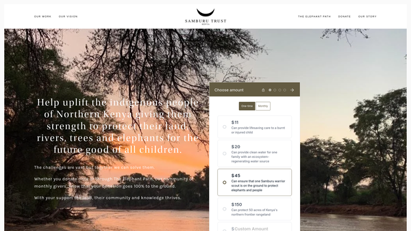 Screenshot of the Samburu Trust UK website