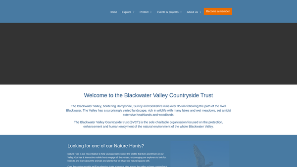 Screenshot of the Blackwater Valley Countryside Trust website