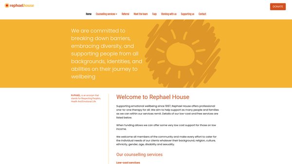 Screenshot of the Rephael House website