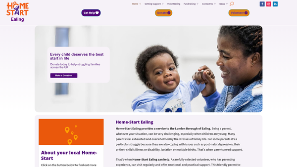 Screenshot of the Home-Start Ealing website