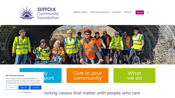 Screenshot of the Suffolk Community Foundation website