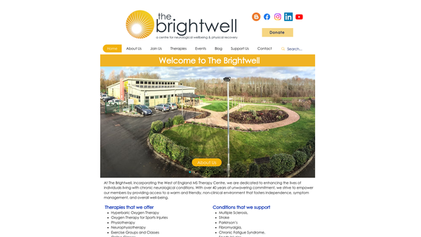 Screenshot of the Brightwell Neurological Support Centre Limited website