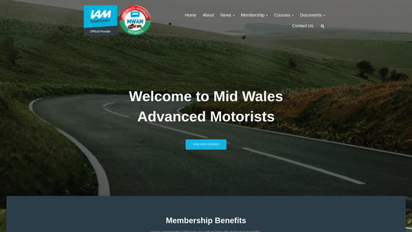 Screenshot of the Mid Wales Advanced Motorists website