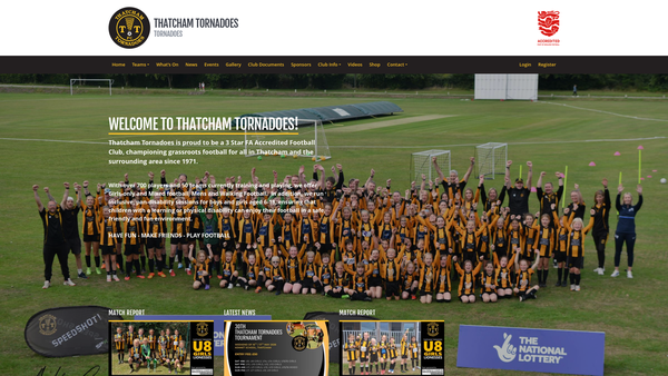 Screenshot of the Thatcham Tornadoes Football Club website