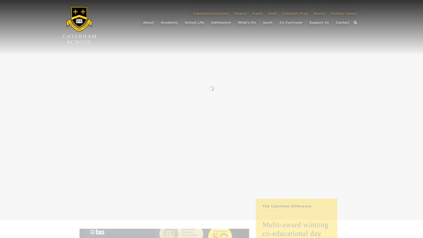 Screenshot of the Caterham School website