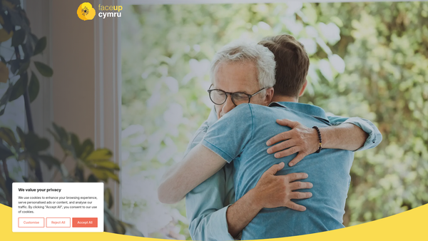 Screenshot of the Faceupcymru Limited website