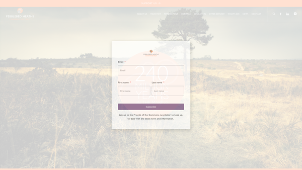 Screenshot of the East Devon Pebblebed Heaths Conservation Trust website