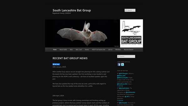 Screenshot of the South Lancashire Bat Group website