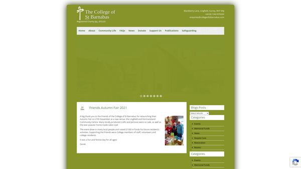Screenshot of the The Friends Of The College Of St Barnabas website