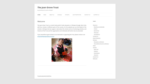 Screenshot of the The Jean Grove Trust website