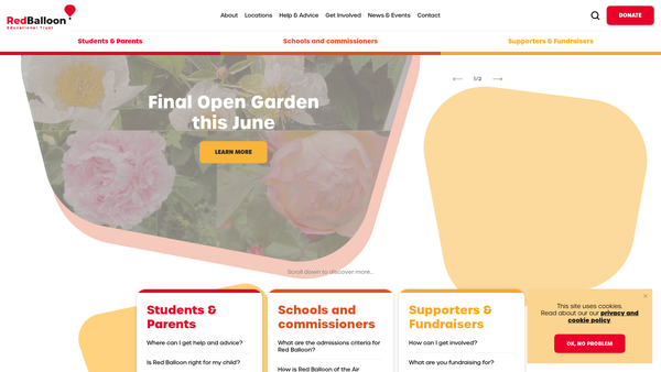 Screenshot of the Red Balloon Educational Trust website