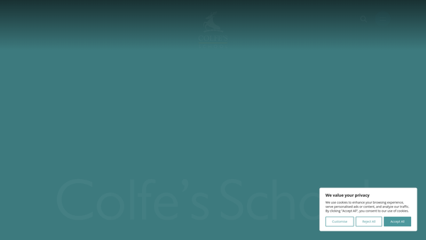 Screenshot of the Colfe's School website