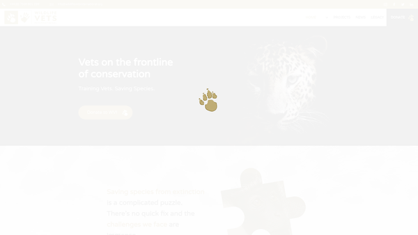 Screenshot of the Wildlife Vets International website