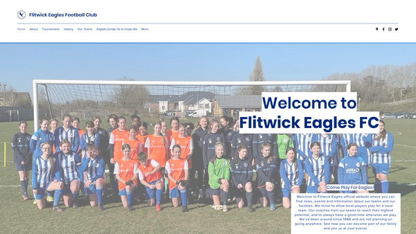 Screenshot of the Flitwick Eagles Football Club website