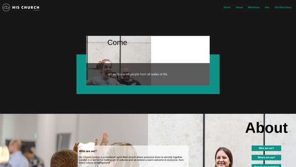Screenshot of the His Church - London website