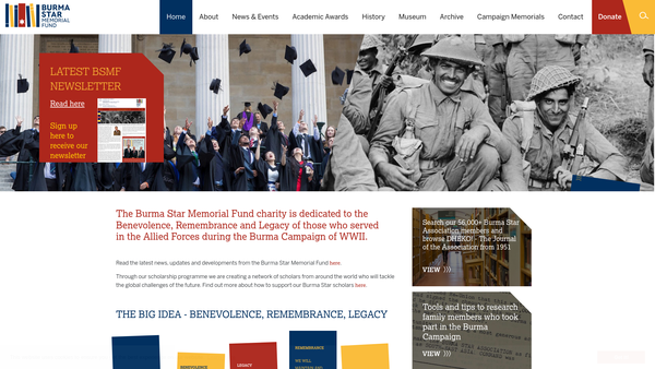 Screenshot of the The Burma Star Memorial Fund website