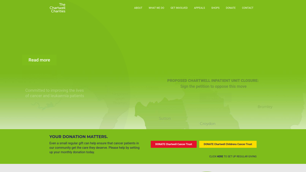 Screenshot of the The Chartwell Cancer Trust website