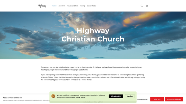 Screenshot of the Highway Christian Church website