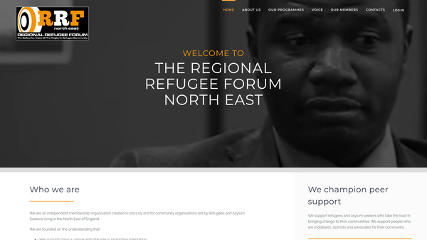 Screenshot of the The Regional Refugee Forum North East website