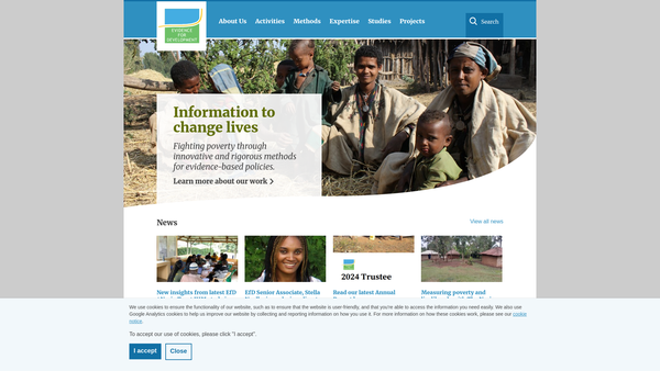 Screenshot of the Evidence For Development website