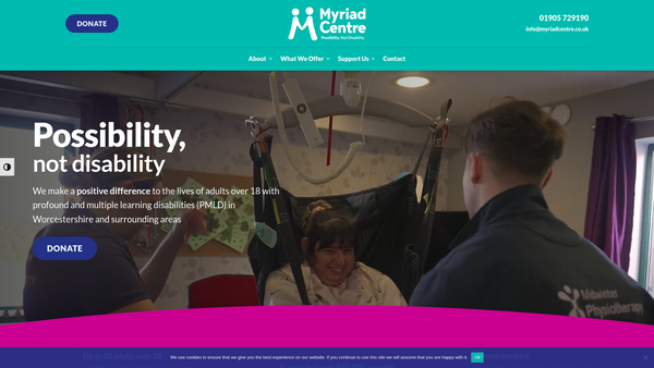 Screenshot of the The Myriad Centre Limited website
