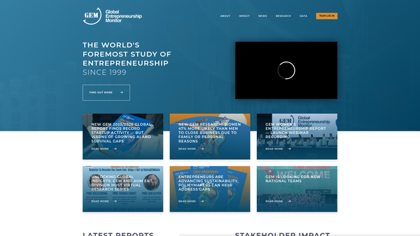 Screenshot of the Global Entrepreneurship Research Association website
