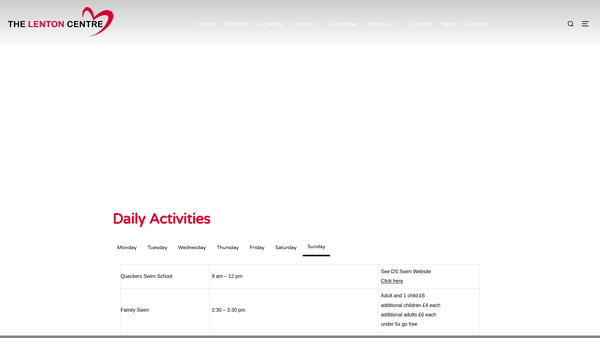 Screenshot of the The Lenton Centre website