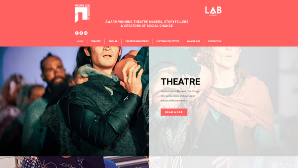Screenshot of the Proper Job Theatre Company website