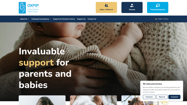 Screenshot of the Oxford Parent-Infant Project website