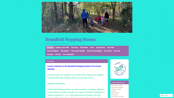 Screenshot of the Bramfield Stepping Stones Pre-School website