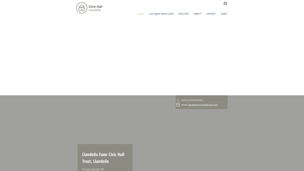 Screenshot of the Ymddiriedolaeth Y Neuadd Ddinesig Llandeilo Fawr Civic Hall Trust Ltd website