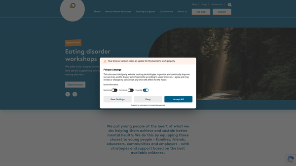 Screenshot of the The Charlie Waller Trust website