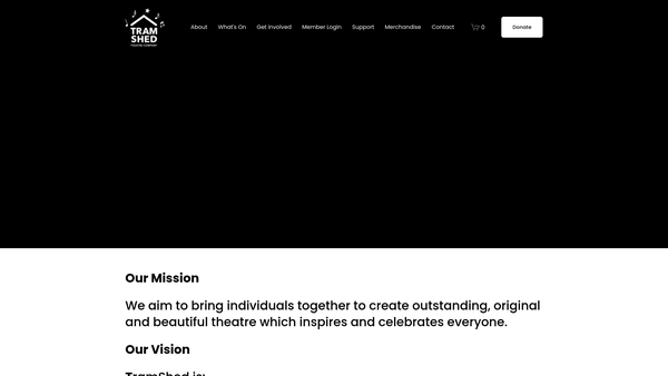 Screenshot of the Tram Shed Theatre Company Limited website