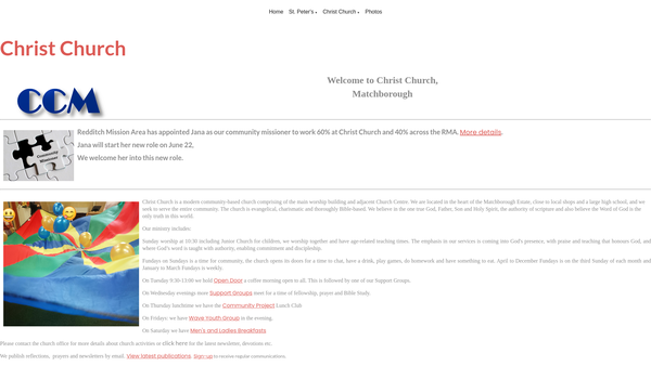 Screenshot of the Christ Church Community Project website