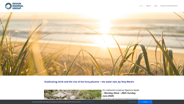 Screenshot of the Devon Mammal Group website