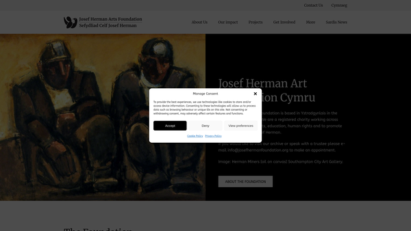 Screenshot of the Josef Herman Art Foundation Cymru Trust Limited website