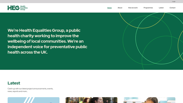 Screenshot of the Health Equalities Group website