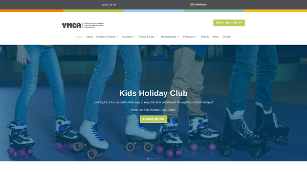 Screenshot of the Maidstone YMCA website