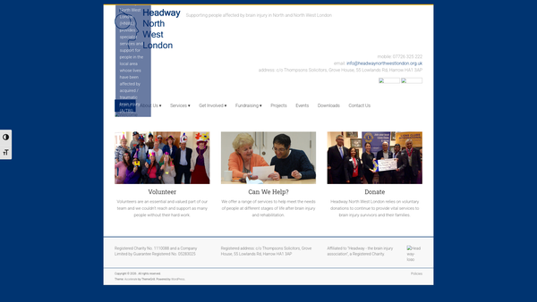 Screenshot of the Headway North West London website