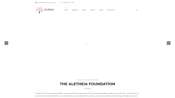 Screenshot of the The Aletheia Foundation website