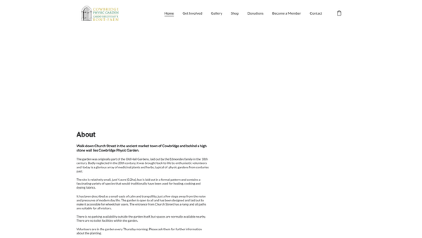 Screenshot of the Cowbridge Physic Garden Trust Limited website