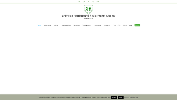 Screenshot of the Chiswick Horticultural And Allotments Society website