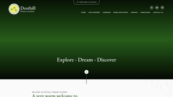 Screenshot of the Dosthill Primary School Parent Teacher Association website
