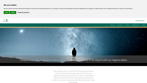 Screenshot of the New Acropolis Cultural Association website