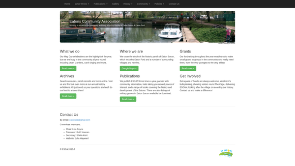 Screenshot of the Eatons Community Association website