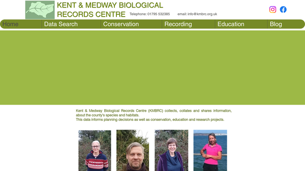 Screenshot of the Kent & Medway Biological Records Centre website