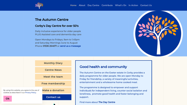 Screenshot of the The Autumn Centre Ltd website